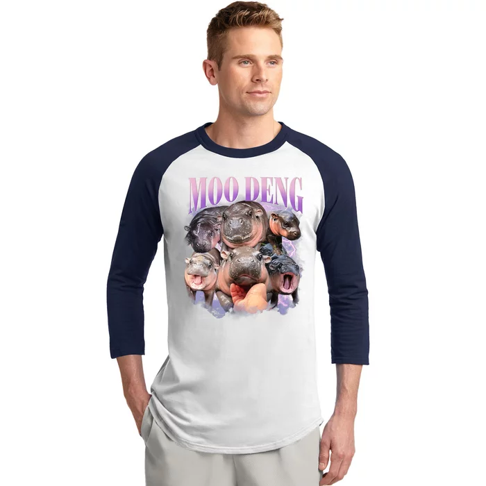 Moo Deng Hippo Meme Funny Baseball Sleeve Shirt