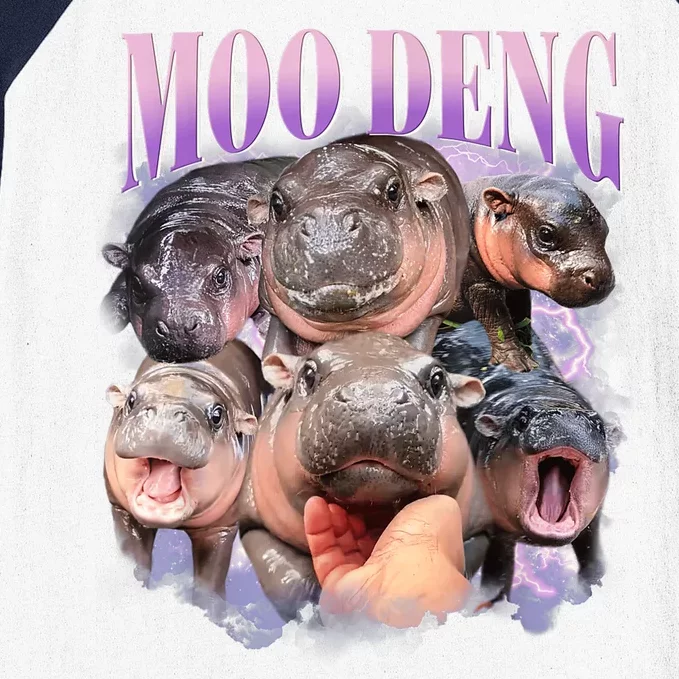 Moo Deng Hippo Meme Funny Baseball Sleeve Shirt