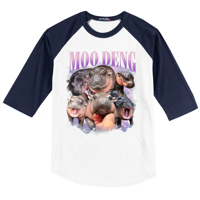 Moo Deng Hippo Meme Funny Baseball Sleeve Shirt