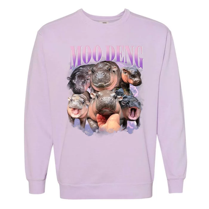 Moo Deng Hippo Meme Funny Garment-Dyed Sweatshirt