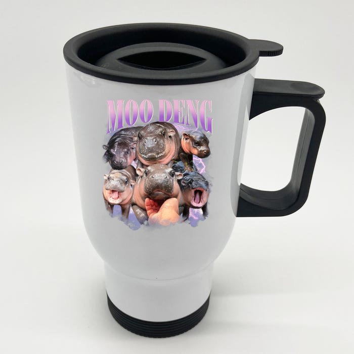 Moo Deng Hippo Meme Funny Front & Back Stainless Steel Travel Mug