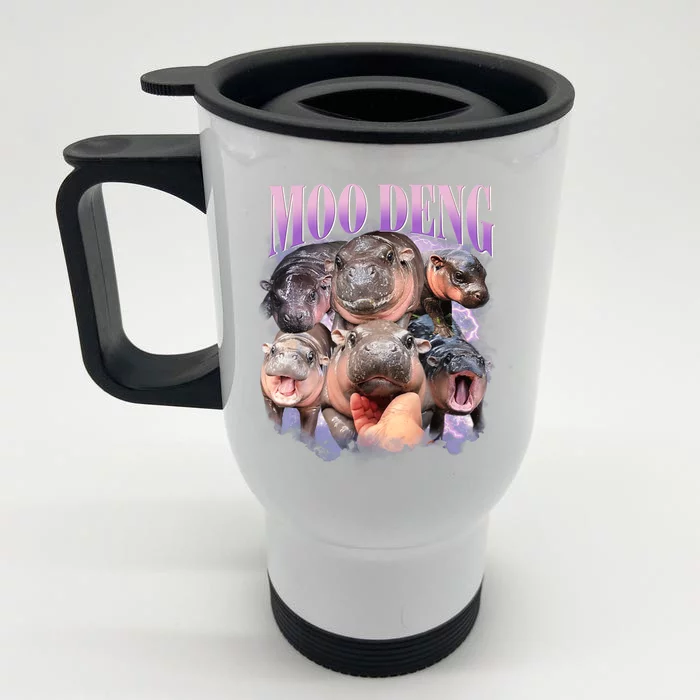 Moo Deng Hippo Meme Funny Front & Back Stainless Steel Travel Mug