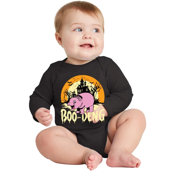 Moo Deng Halloween Boo Deng Halloween Baby Long Sleeve Bodysuit