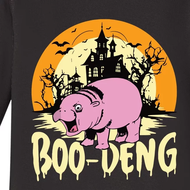 Moo Deng Halloween Boo Deng Halloween Baby Long Sleeve Bodysuit