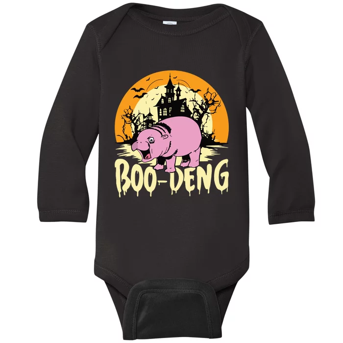 Moo Deng Halloween Boo Deng Halloween Baby Long Sleeve Bodysuit