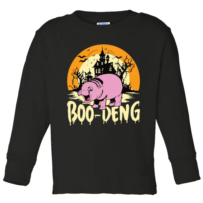 Moo Deng Halloween Boo Deng Halloween Toddler Long Sleeve Shirt