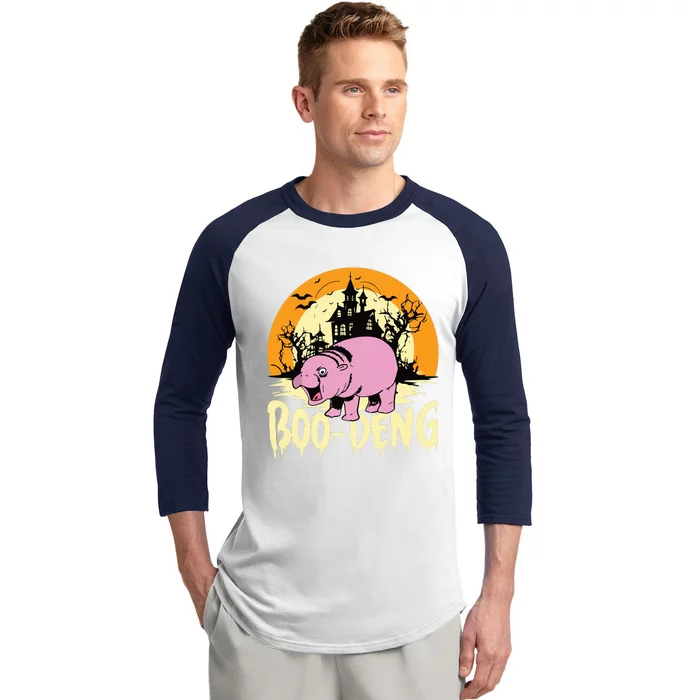 Moo Deng Halloween Boo Deng Halloween Baseball Sleeve Shirt