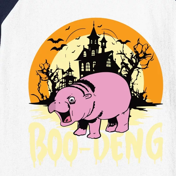 Moo Deng Halloween Boo Deng Halloween Baseball Sleeve Shirt