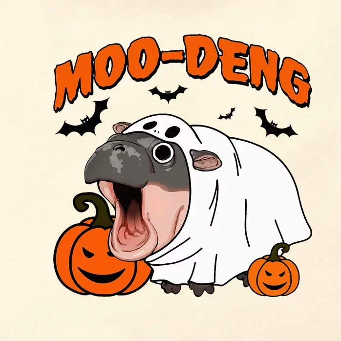 Moo Deng Halloween Boo Ghost Costume Moodeng Lover Zip Tote Bag