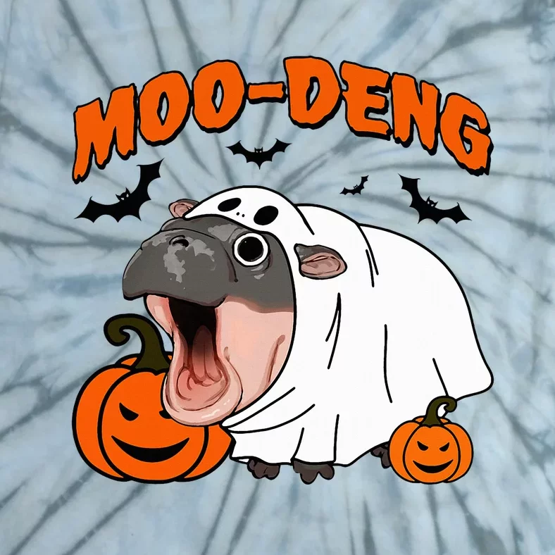 Moo Deng Halloween Boo Ghost Costume Moodeng Lover Tie-Dye T-Shirt