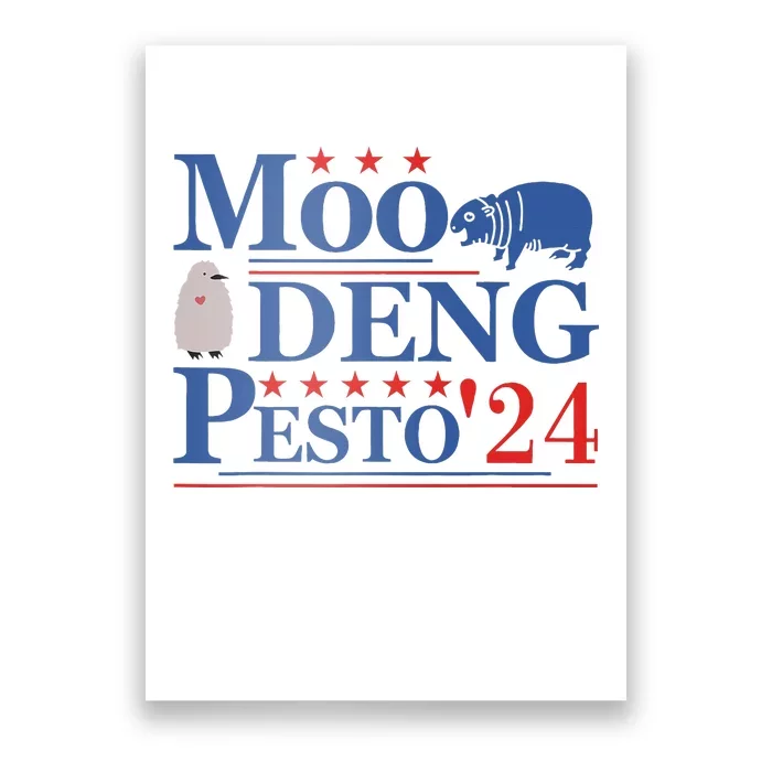 Moo Deng Hippo 2024 And Pesto The Penguin Poster