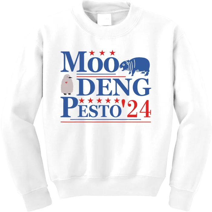 Moo Deng Hippo 2024 And Pesto The Penguin Kids Sweatshirt