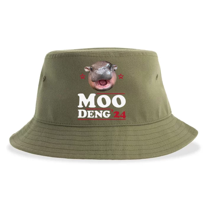 Moo Deng Hippo Cute Baby Pygmy Funny Election 2024 Sustainable Bucket Hat