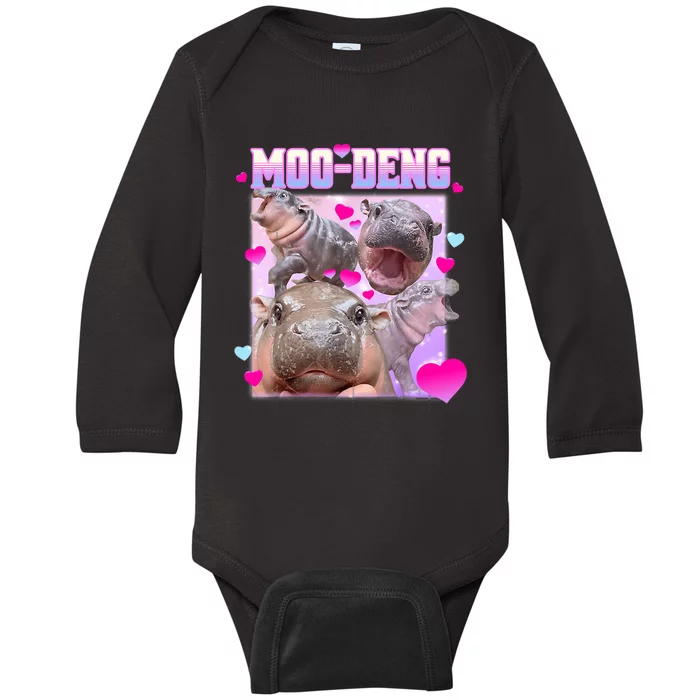 Moo Deng Hippo Baby Pygmy Funny Baby Long Sleeve Bodysuit