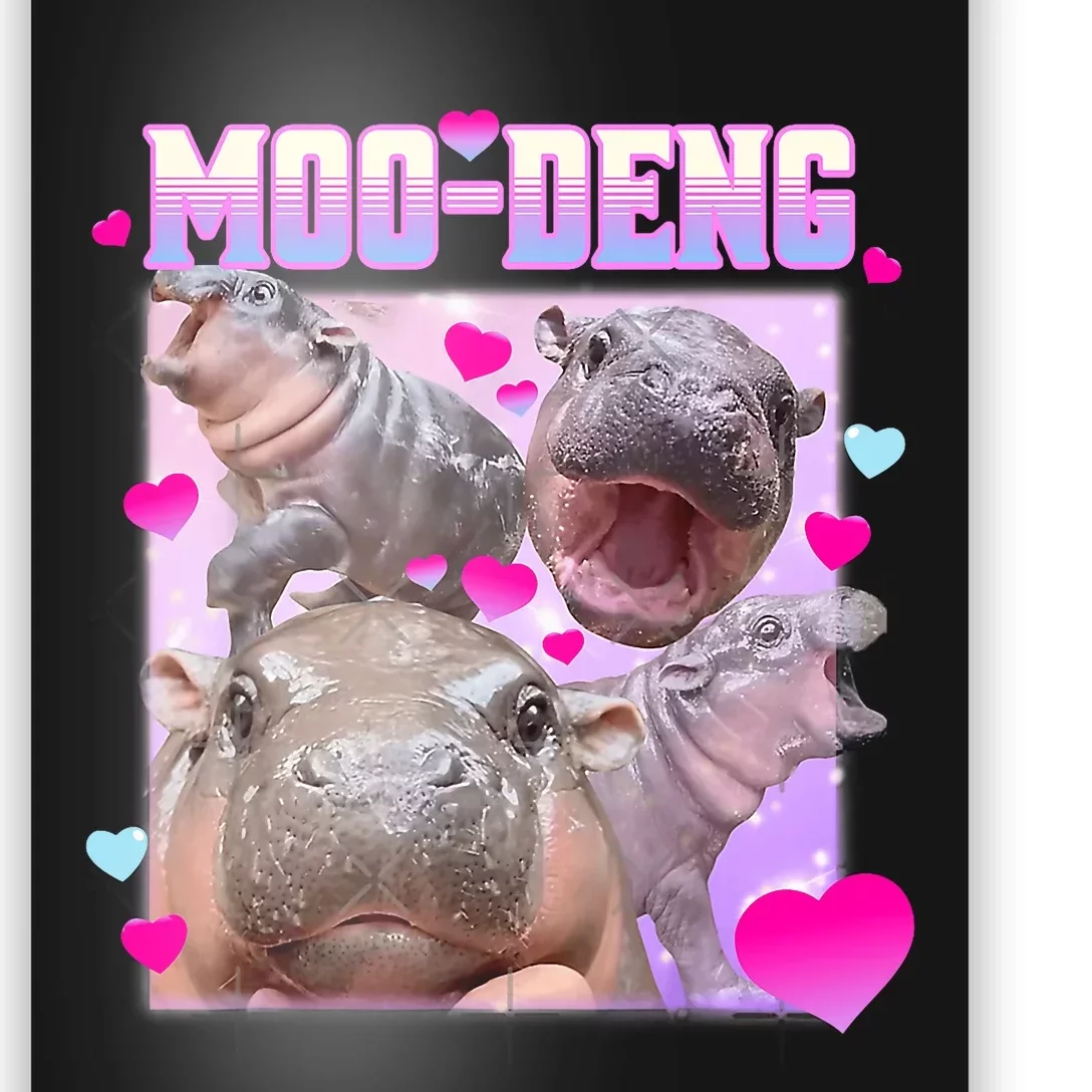 Moo Deng Hippo Baby Pygmy Funny Poster