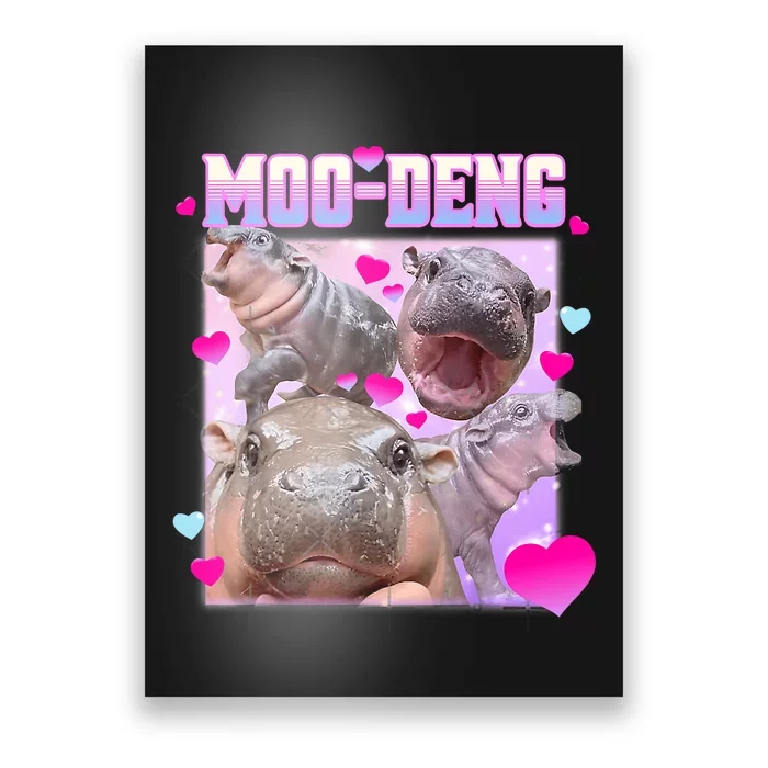 Moo Deng Hippo Baby Pygmy Funny Poster