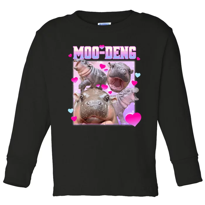 Moo Deng Hippo Baby Pygmy Funny Toddler Long Sleeve Shirt