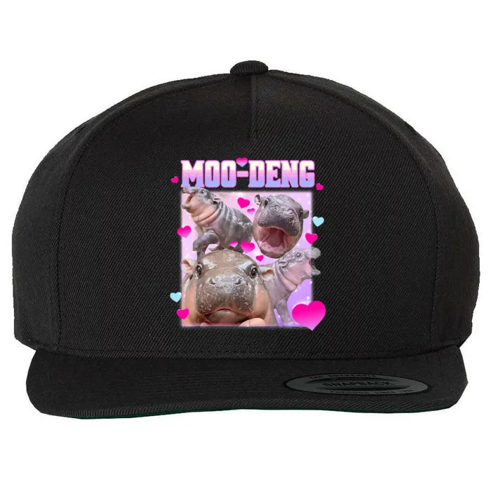 Moo Deng Hippo Baby Pygmy Funny Wool Snapback Cap