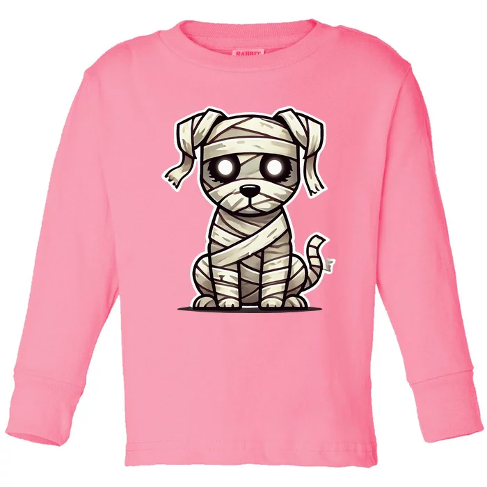 Mummy Dog Halloween Toddler Long Sleeve Shirt