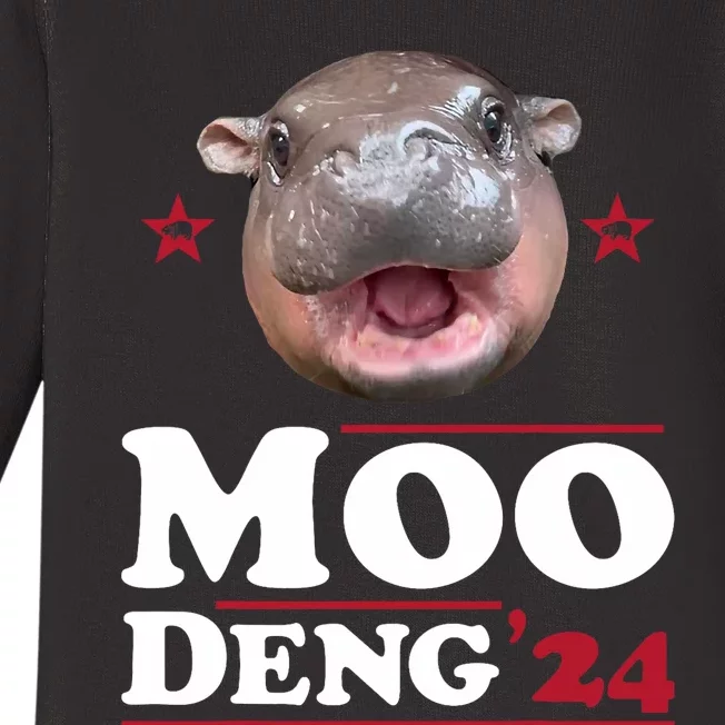 Moo Deng Hippo Cute Baby Pygmy Funny Election 2024 Baby Long Sleeve Bodysuit