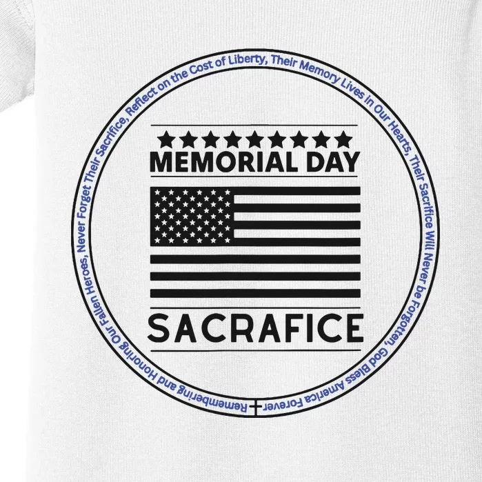 Memorial Day Honor Our Heroes Sacrifice American Flag Bold Baby Bodysuit