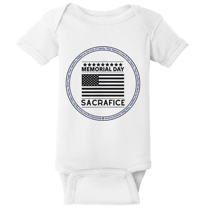 Memorial Day Honor Our Heroes Sacrifice American Flag Bold Baby Bodysuit