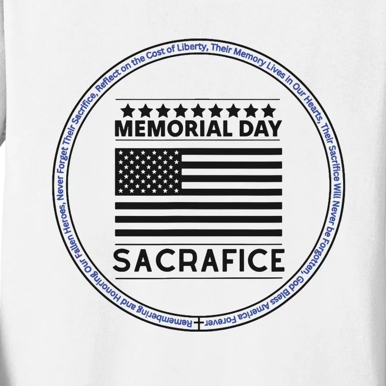 Memorial Day Honor Our Heroes Sacrifice American Flag Bold Kids Long Sleeve Shirt