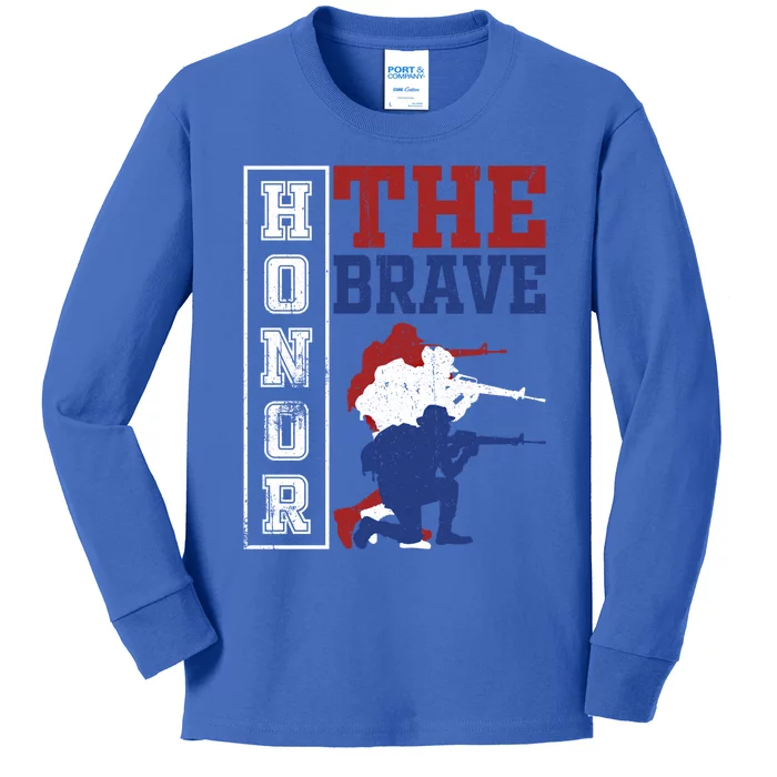 Memorial Day Honor The Brave Military Veterans Gift Kids Long Sleeve Shirt