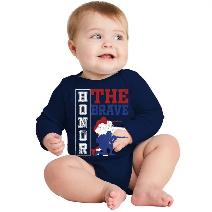 Memorial Day Honor The Brave Military Veterans Gift Baby Long Sleeve Bodysuit