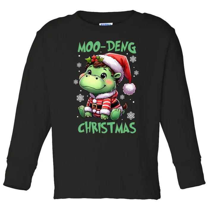 Moo Deng Hippo Baby Pigmy Moodeng Chrismats Zoo Family Toddler Long Sleeve Shirt