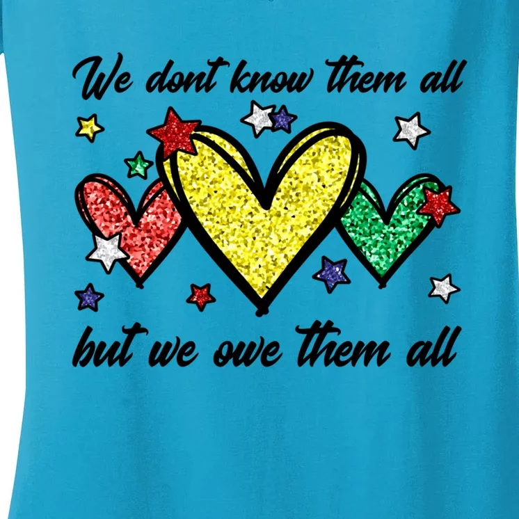 Memorial Day Heart We Dont Know Them All But We Owe Them All Cool Gift Women's V-Neck T-Shirt