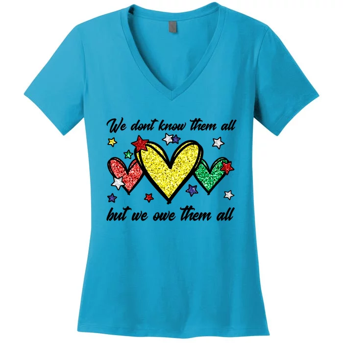 Memorial Day Heart We Dont Know Them All But We Owe Them All Cool Gift Women's V-Neck T-Shirt