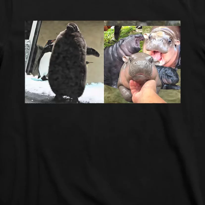 Moo Deng Hippo And Baby Penguin Pesto T-Shirt