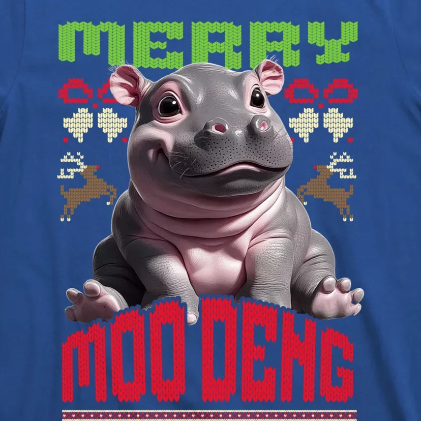 Moo Deng Hippo Ugly Christmas Holiday Cheer Gift T-Shirt