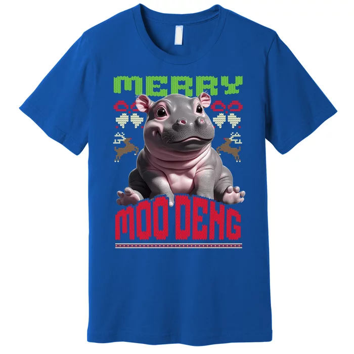 Moo Deng Hippo Ugly Christmas Holiday Cheer Gift Premium T-Shirt