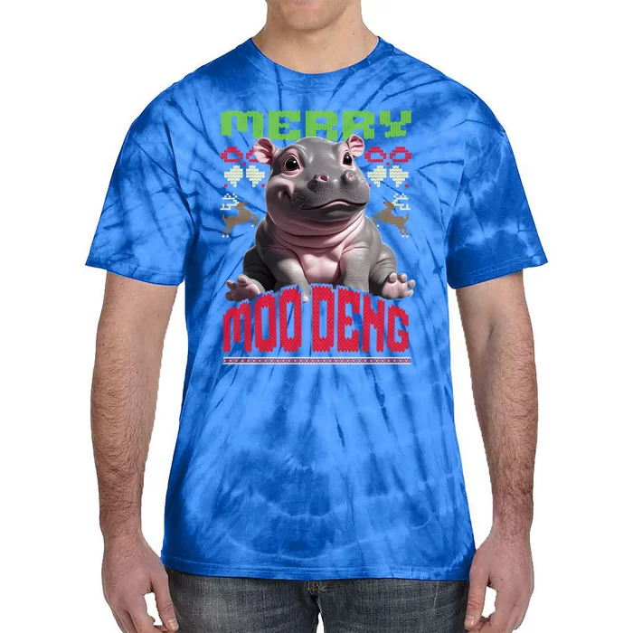 Moo Deng Hippo Ugly Christmas Holiday Cheer Gift Tie-Dye T-Shirt