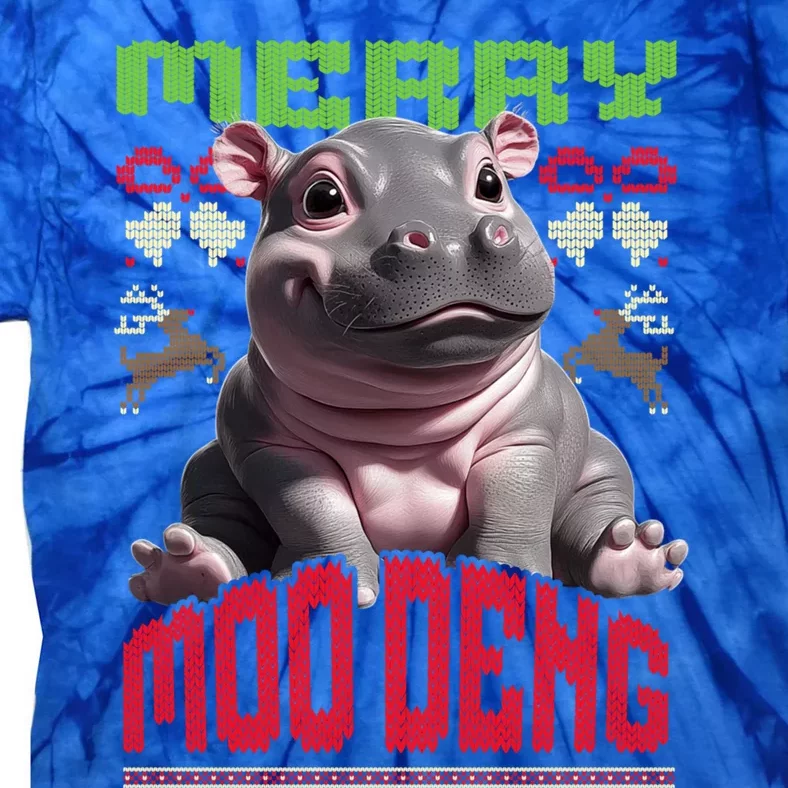 Moo Deng Hippo Ugly Christmas Holiday Cheer Gift Tie-Dye T-Shirt