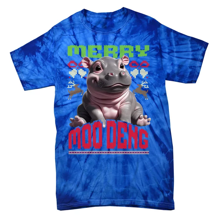 Moo Deng Hippo Ugly Christmas Holiday Cheer Gift Tie-Dye T-Shirt