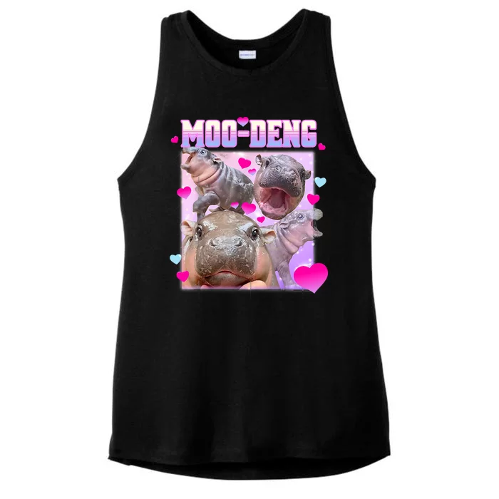 Moo Deng Hippo Baby Pygmy Funny Ladies Tri-Blend Wicking Tank