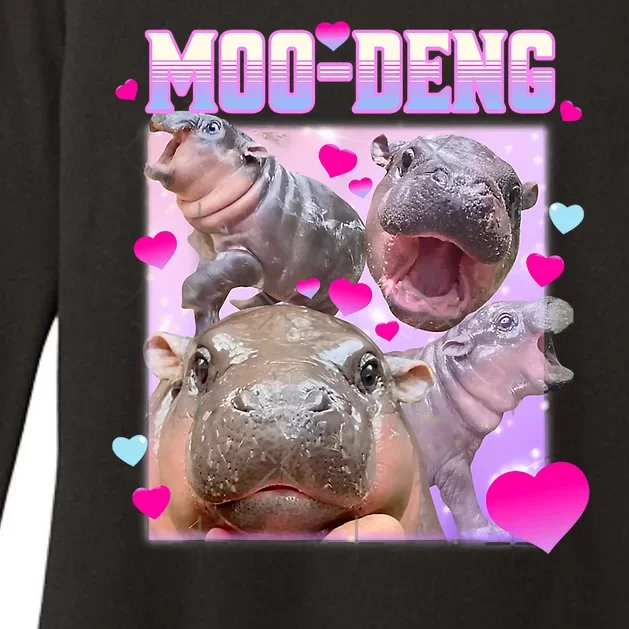 Moo Deng Hippo Baby Pygmy Funny Womens CVC Long Sleeve Shirt