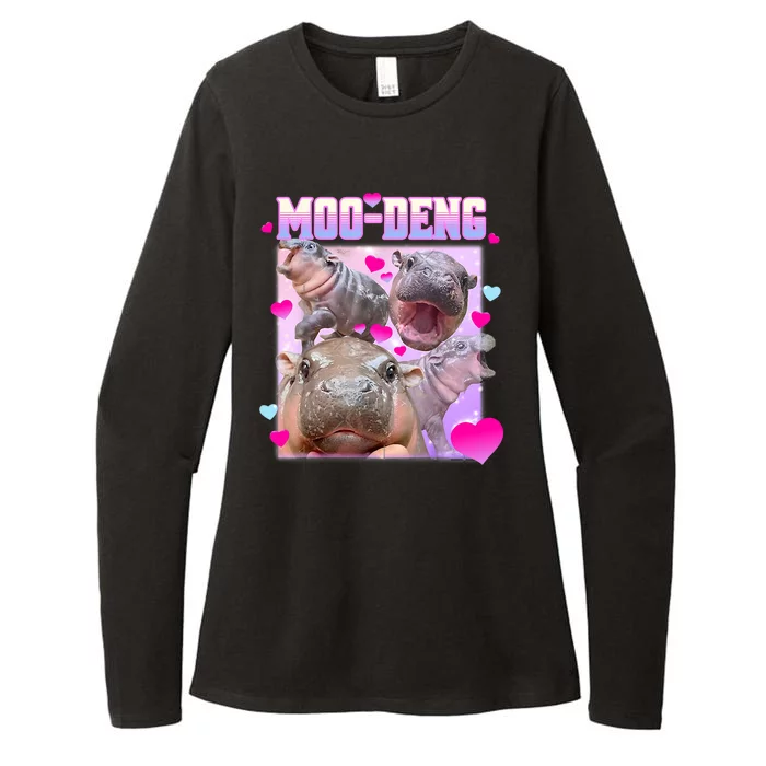 Moo Deng Hippo Baby Pygmy Funny Womens CVC Long Sleeve Shirt