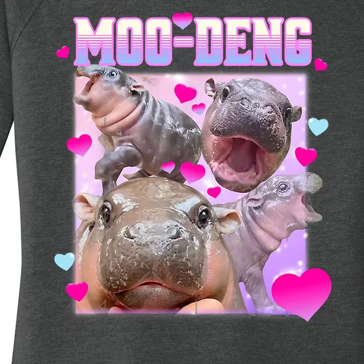 Moo Deng Hippo Baby Pygmy Funny Women's Perfect Tri Tunic Long Sleeve Shirt