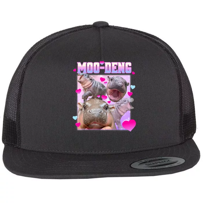 Moo Deng Hippo Baby Pygmy Funny Flat Bill Trucker Hat