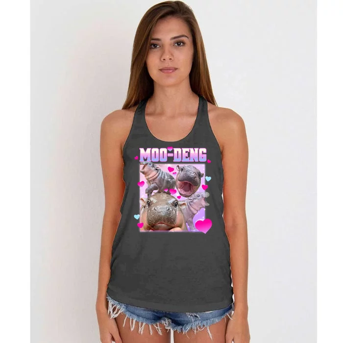 Moo Deng Hippo Baby Pygmy Funny Women's Knotted Racerback Tank