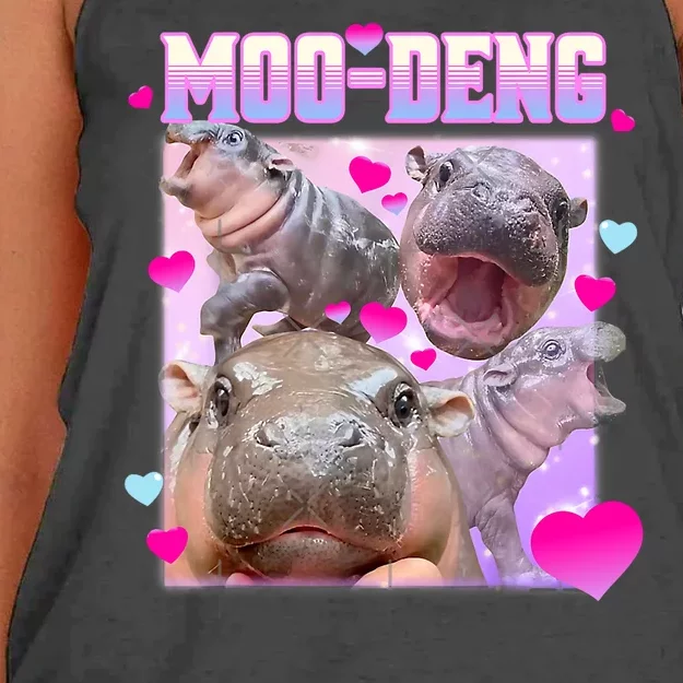 Moo Deng Hippo Baby Pygmy Funny Women's Knotted Racerback Tank