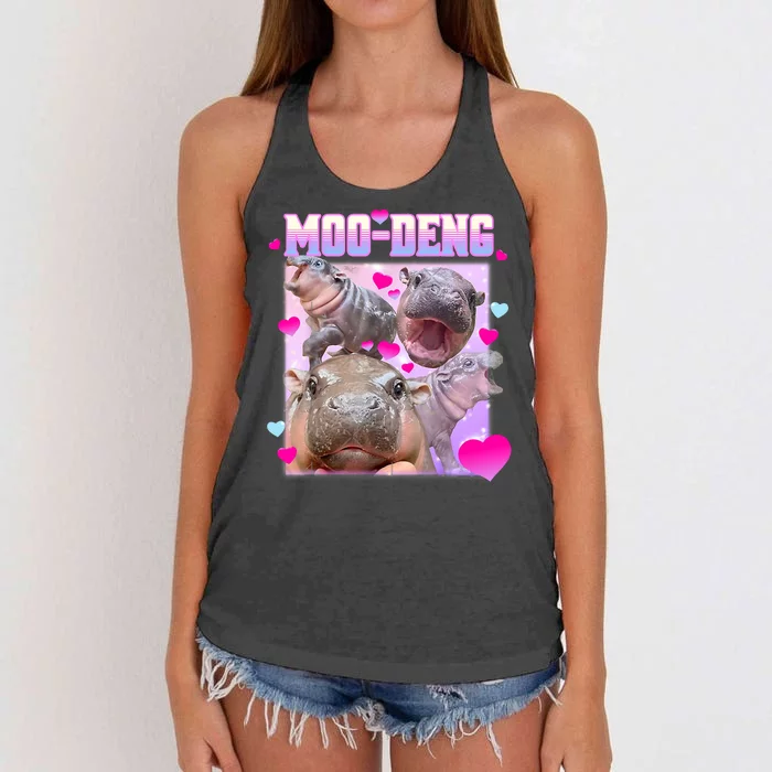 Moo Deng Hippo Baby Pygmy Funny Women's Knotted Racerback Tank