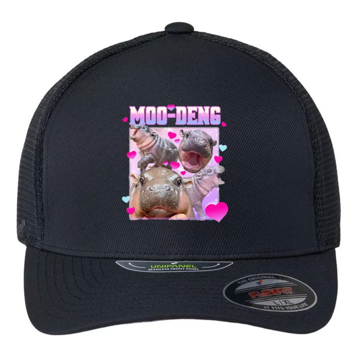 Moo Deng Hippo Baby Pygmy Flexfit Unipanel Trucker Cap