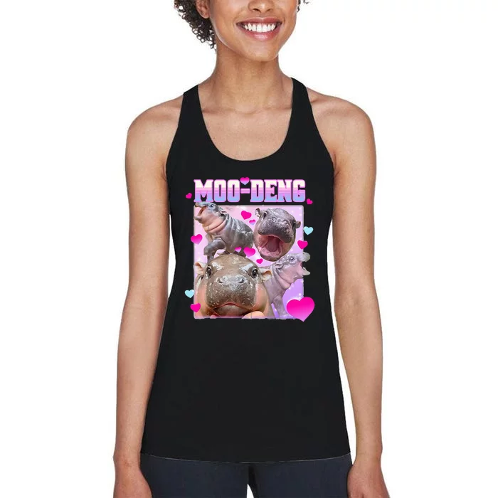 Moo Deng Hippo Baby Pygmy Women's Racerback Tank