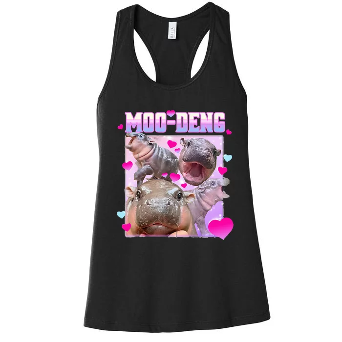 Moo Deng Hippo Baby Pygmy Women's Racerback Tank