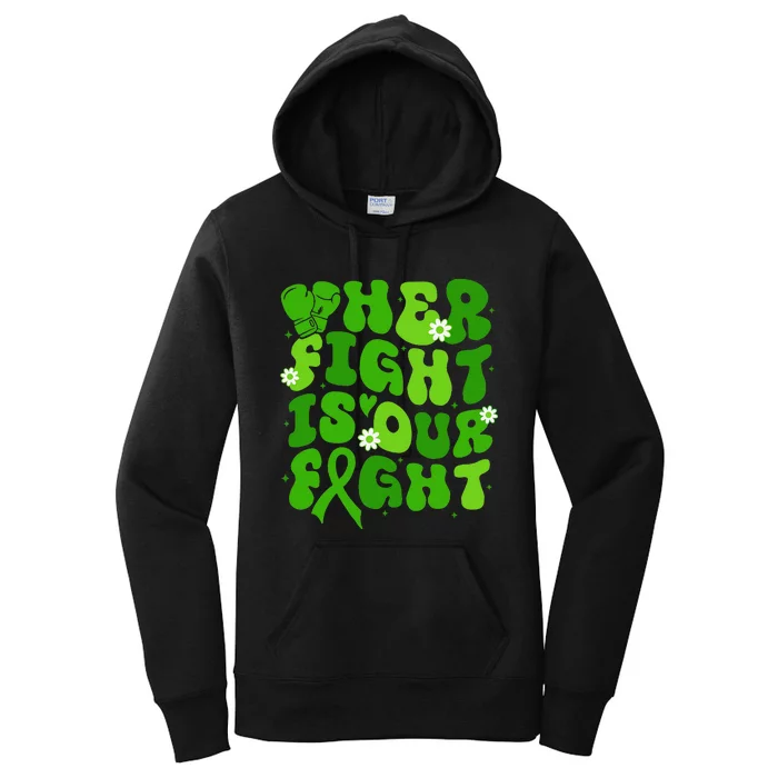 Mitochondrial Disease Her Fight Is Our Fight Green Flower Women's Pullover Hoodie